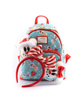 LOUNGEFLY DISNEY MINNIE MICKEY SNOWMAN MINI BACKPACK + HEADBAND SET