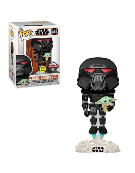 Pop! Star Wars - The Mandalorian - Dark Trooper with Child (Special Edition, GITD) obrázok 1