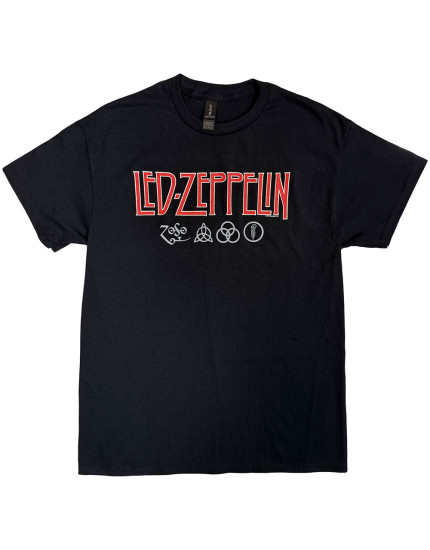 Led Zeppelin - Logo and Symbols (Black) (tričko) obrázok 1