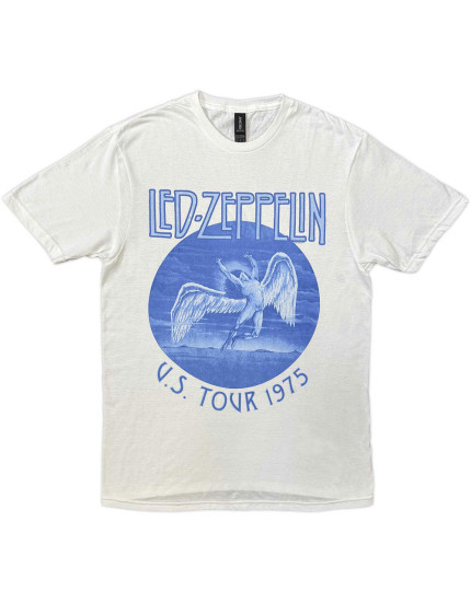 Led Zeppelin - Tour 75 Blue Wash (White) (tričko) obrázok 1