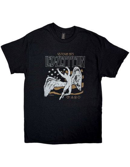 Led Zeppelin - US 1975 Tour Flag (Black) (tričko) obrázok 1