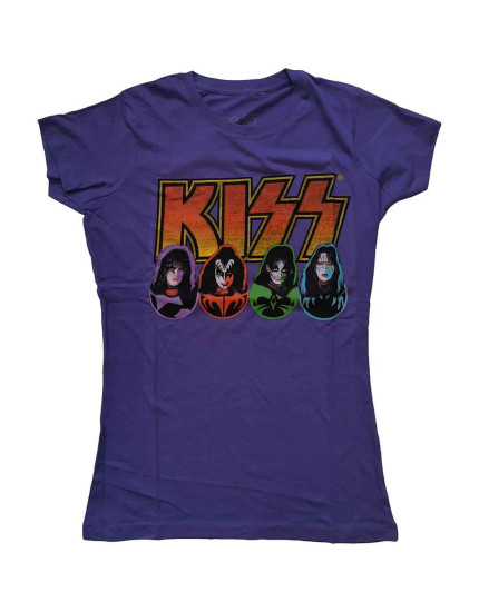KISS - Logo, Faces, Icons (Purple) (dámske tričko) obrázok 1