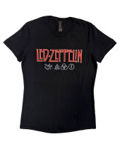 Led Zeppelin - Logo and Symbols (Black) (dámske tričko)