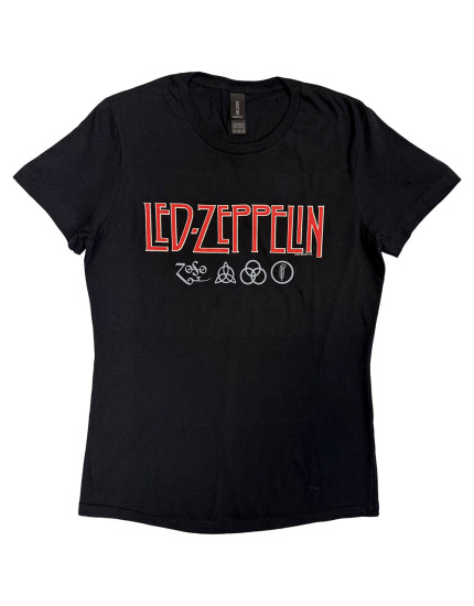 Led Zeppelin - Logo and Symbols (Black) (dámske tričko) obrázok 1