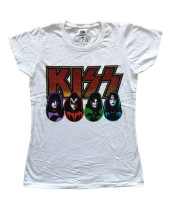 KISS - Logo, Faces, Icons (White) (dámske tričko)