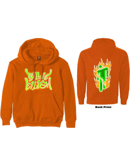 Billie Eilish - Airbrush Flames Blohsh (Orange) (Back Print) (mikina) obrázok 1